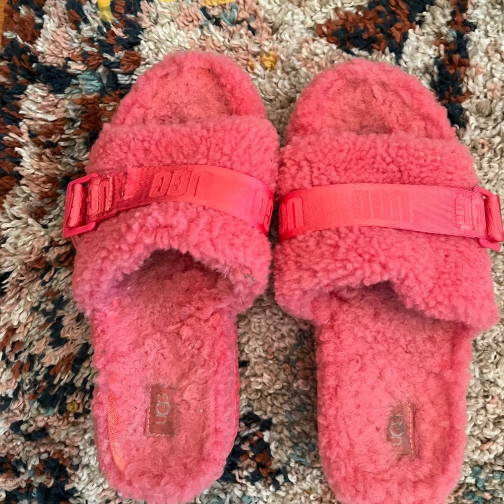 Pink Ugg Platform Slippers